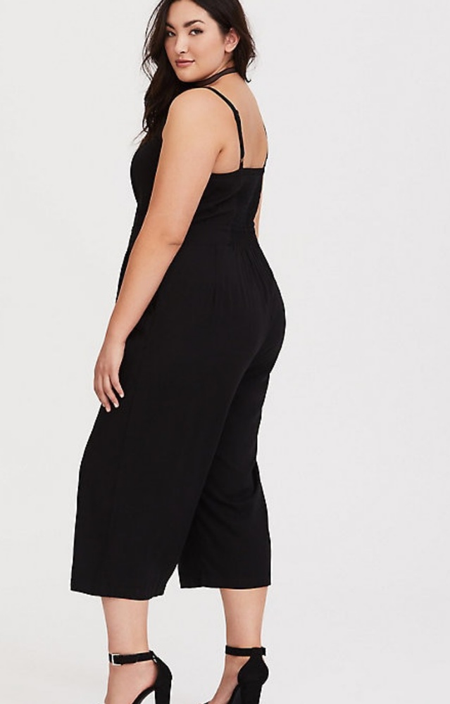 BLACK CULOTTE CHALLIS JUMPSUIT